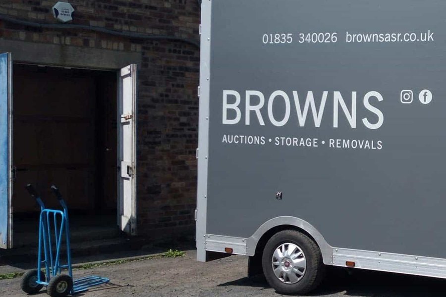 A Browns mobile storage unit at the warehouse doors